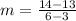 m=\frac{14-13}{6-3}