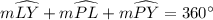 m\widehat{LY}+m\widehat{PL}+m\widehat{PY}=360^{\circ}