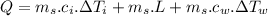 Q=m_s.c_i.\Delta T_i+m_s.L+m_s.c_w.\Delta T_w