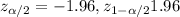 z_{\alpha/2}=-1.96, z_{1-\alpha/2}1.96