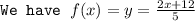 \texttt{We have }f(x)=y=\frac{2x+12}{5}