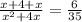 \frac{x+4+x}{x^2+4x}=\frac{6}{35}