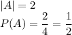 |A|=2\\P(A)=\dfrac{2}{4}=\dfrac{1}{2}