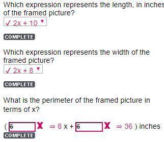 Alissa is framing a rectangular picture with length 10 inches and width 8 inches. let x represent th