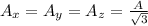 A_x = A_y = A_z = \frac{A}{\sqrt3}