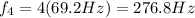 f_4 = 4 (69.2 Hz)=276.8 Hz