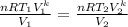 \frac {nRT_{1}V_{1}^{k}}{V_{1}} = \frac{nRT_{2}V_{2}^{k}}{V_{2}}