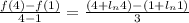 \frac{f(4)-f(1)}{4-1}=  \frac{(4+ l_n 4)-(1+l_n 1)}{3}