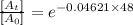 \frac {[A_t]}{[A_0]}=e^{-0.04621\times 48}