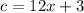 c=12x+3