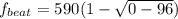f_{beat} = 590(1-\sqrt{0-96})
