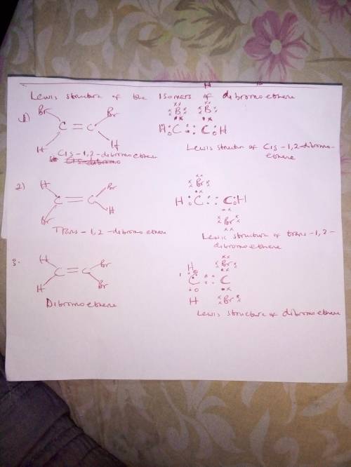 There are three different possible structures (known as isomers) of a dibromoethene molecule, c 2 h