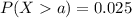 P(Xa)=0.025