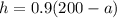 h = 0.9(200 - a)