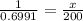 \frac{1}{0.6991}=\frac{x}{200}