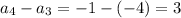 a_4-a_3=-1-(-4)=3