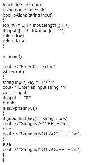 The purpose of this assignment is to implement a simple finite state machine (more correctly, a fini