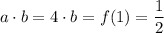 a \cdot b = 4 \cdot b = f(1) = \dfrac{1}{2}