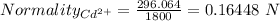 Normality_{Cd^{2+}}=\frac{296.064}{1800}=0.16448\ N