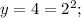 y=4=2^2;