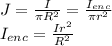 J = \frac{I}{\pi R^2} = \frac{I_{enc}}{\pi r^2}\\I_{enc} = \frac{Ir^2}{R^2}