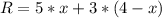 R=5*x+3*(4-x)