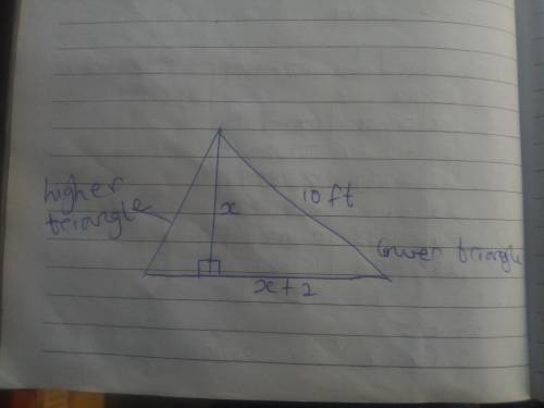 Asail on a sailboat is in the shape of two adjacent right triangles. the hypotenuse of the lower tri