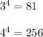 3^4=81\\\\4^4=256