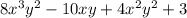 8x^3y^2-10xy+4x^2y^2+3