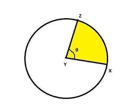 In the figure, angle zyx is measured in degrees. the area of the shaded sector can be determined usi