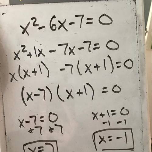 Find the solutions to the equation by completing the square x^2-6x=7