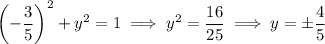 \left(-\dfrac35\right)^2+y^2=1\implies y^2=\dfrac{16}{25}\implies y=\pm\dfrac45