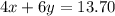 4x+6y=13.70