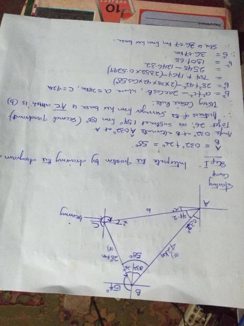 1.a surveyor leaves her base camp and drives 42km on a bearing of 032°.she then drives 28km on a bea