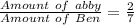 \frac{Amount\ of\ abby}{Amount\ of\ Ben} =\frac{2}{7}