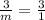 \frac{3}{m} =\frac{3}{1}