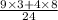 \frac{9\times 3 + 4 \times 8}{24}