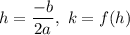 h=\dfrac{-b}{2a},\ k=f(h)