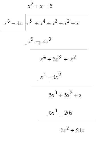 Find the remainder when the polynomial $x^5 x^4 x^3 x^2 x$ is divided by $x^3-4x$.
