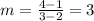 m=\frac{4-1}{3-2}=3