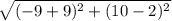 \sqrt{(-9+9)^2+(10-2)^2}