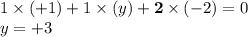 1\times (+1) + 1 \times (y) + {\bf 2}\times (-2) = 0\\y = +3