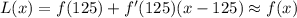 L(x)=f(125)+f'(125)(x-125)\approx f(x)