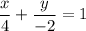 \dfrac{x}{4} + \dfrac{y}{-2} = 1