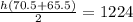 \frac{h(70.5+65.5)}{2} = 1224