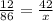 \frac{12}{86} =\frac{42}{x}