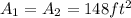 A_{1}=A_{2}=148ft^2