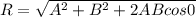 R=\sqrt{A^2+B^2+2ABcos0}