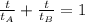 \frac{t}{t_A}+\frac{t}{t_B}=1