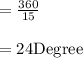 =\frac{360}{15}\\\\=24{\text{Degree}}